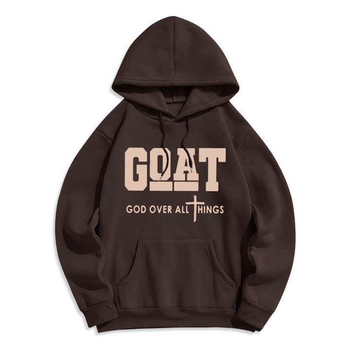 Christianartworkshop GOAT God Over All Things Streetwear Fleecegefütterter Polyester-Hoodie - Braun - 2XL - image 4