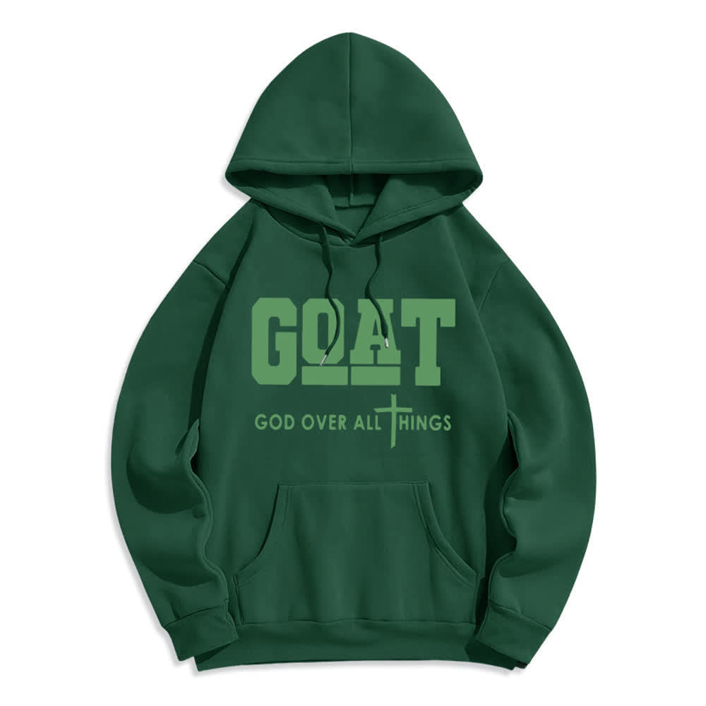 Christianartworkshop GOAT God Over All Things Streetwear Fleecegefütterter Polyester-Hoodie - Grün - 2XL - image 5
