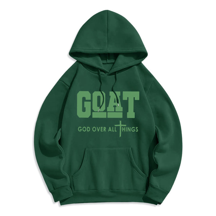 Christianartworkshop GOAT God Over All Things Streetwear Fleecegefütterter Polyester-Hoodie - Grün - 2XL - image 5