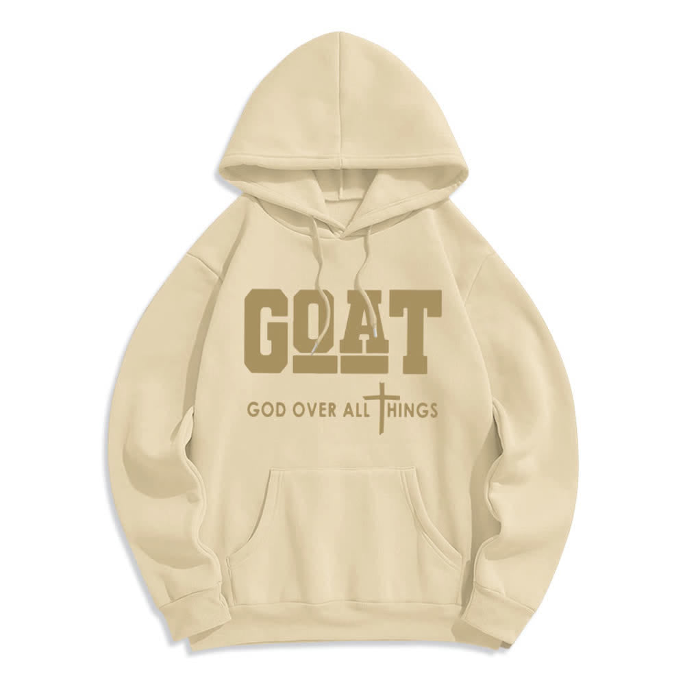 Christianartworkshop GOAT God Over All Things Streetwear Fleecegefütterter Polyester-Hoodie - Beige - 2XL - image 6