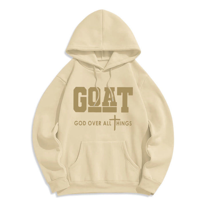 Christianartworkshop GOAT God Over All Things Streetwear Fleecegefütterter Polyester-Hoodie - Beige - 2XL - image 6