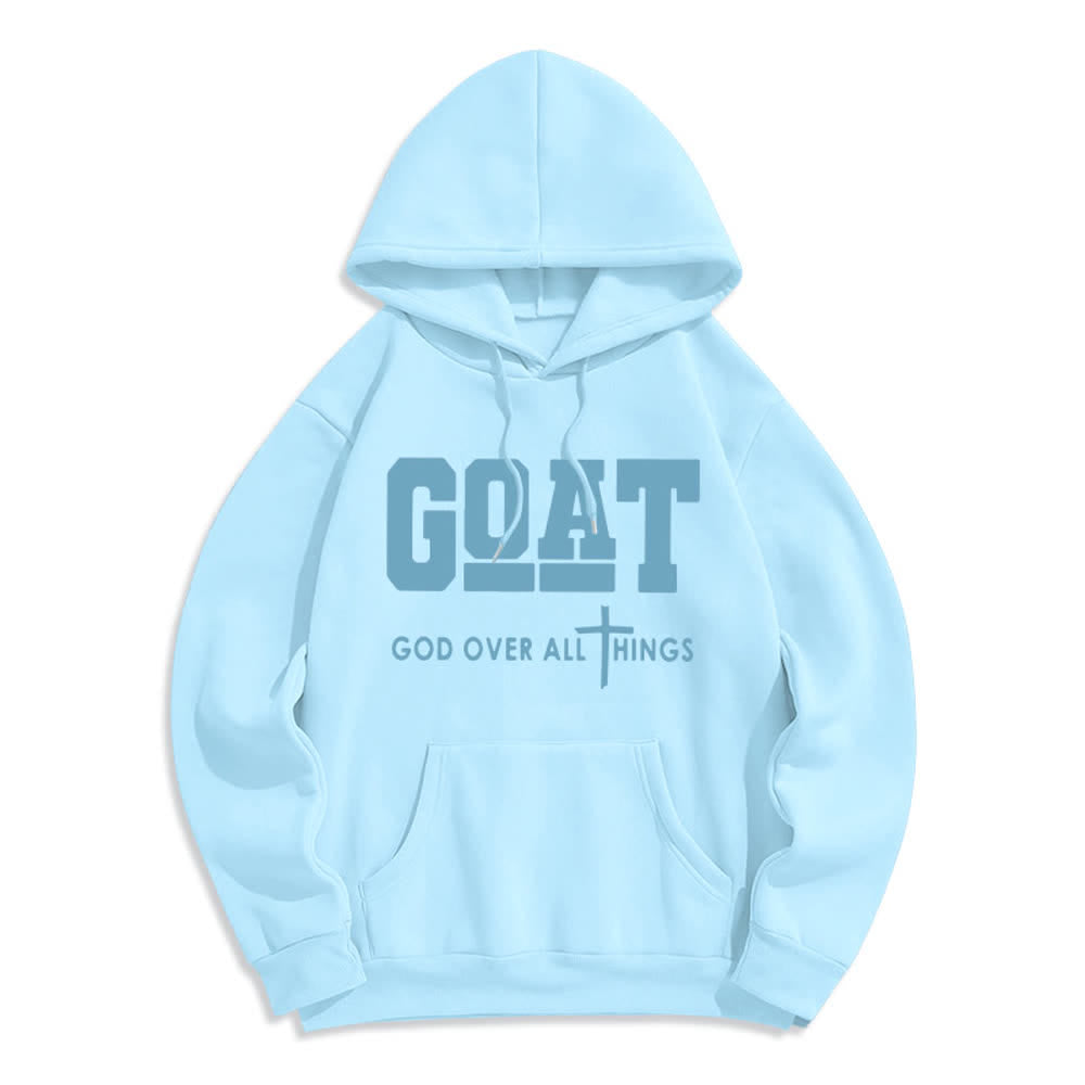 Christianartworkshop GOAT God Over All Things Streetwear Fleecegefütterter Polyester-Hoodie - Blau - 2XL - image 7