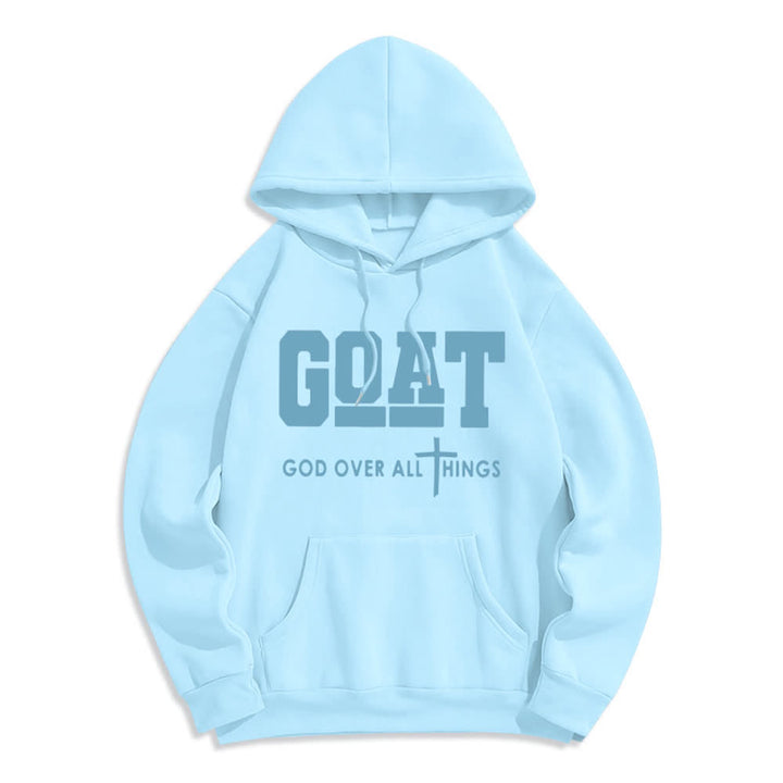 Christianartworkshop GOAT God Over All Things Streetwear Fleecegefütterter Polyester-Hoodie - Blau - 2XL - image 7