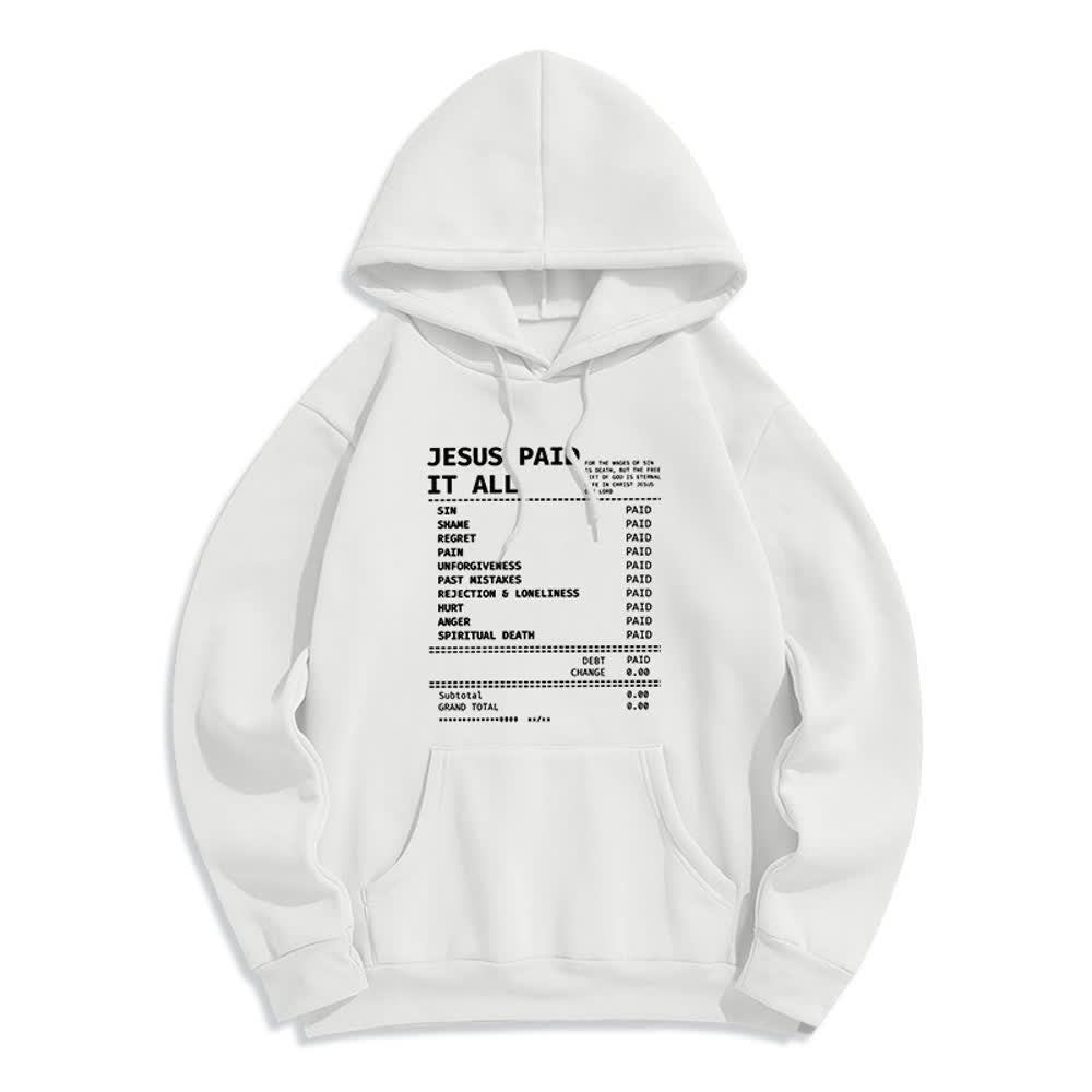 Christianartworkshop Jesus hat alles bezahlt – Quittungsgrafik, Fleece-gefütterter Polyester-Hoodie - Weiß - 2XL - image 1