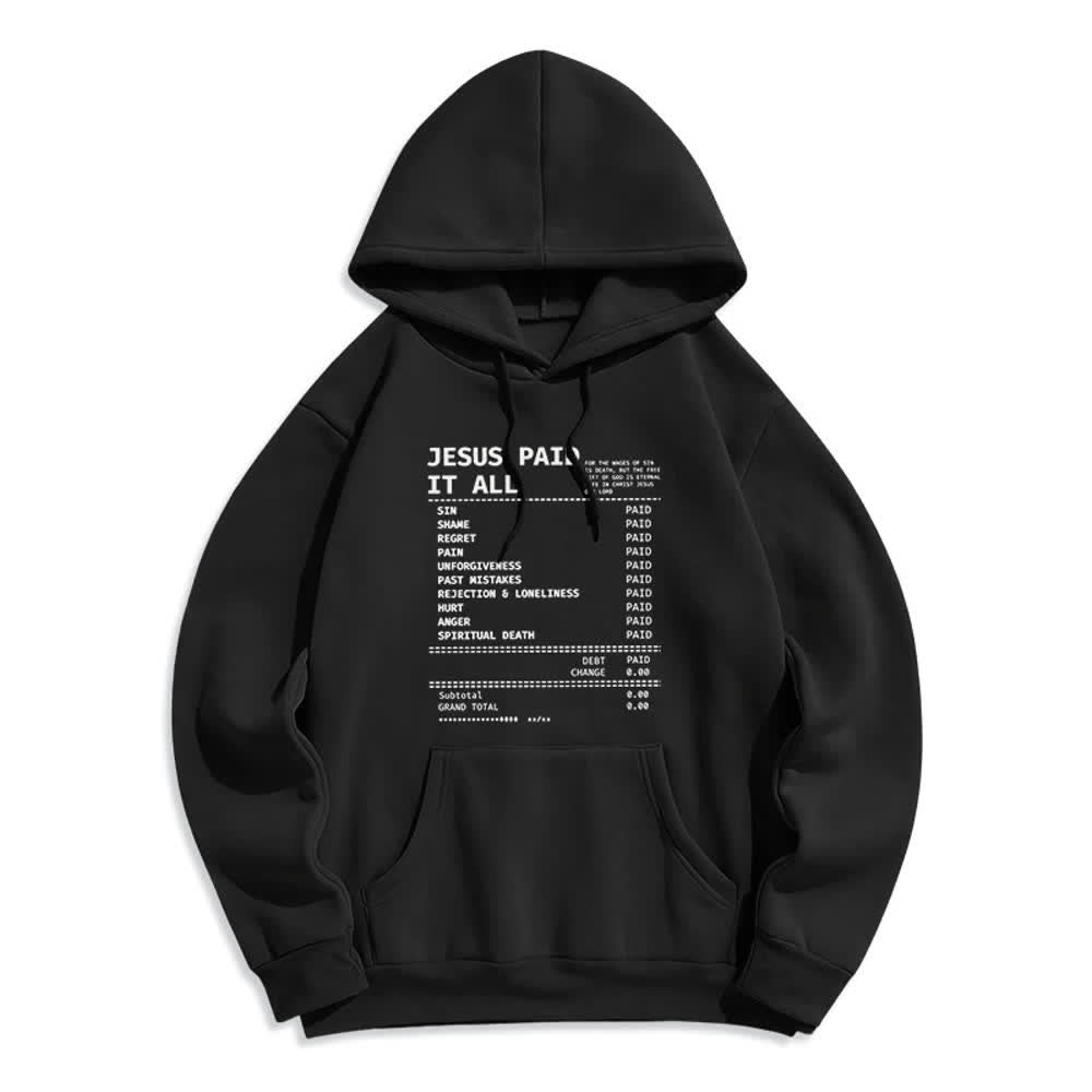 Christianartworkshop Jesus hat alles bezahlt – Quittungsgrafik, Fleece-gefütterter Polyester-Hoodie - Schwarz - 2XL - image 0
