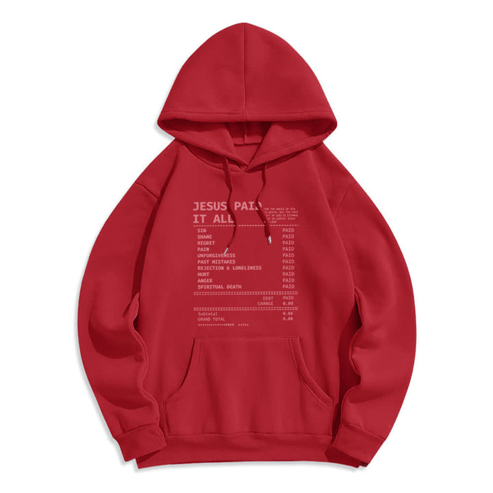 Christianartworkshop Jesus hat alles bezahlt – Quittungsgrafik, Fleece-gefütterter Polyester-Hoodie - Rot - 2XL - image 2
