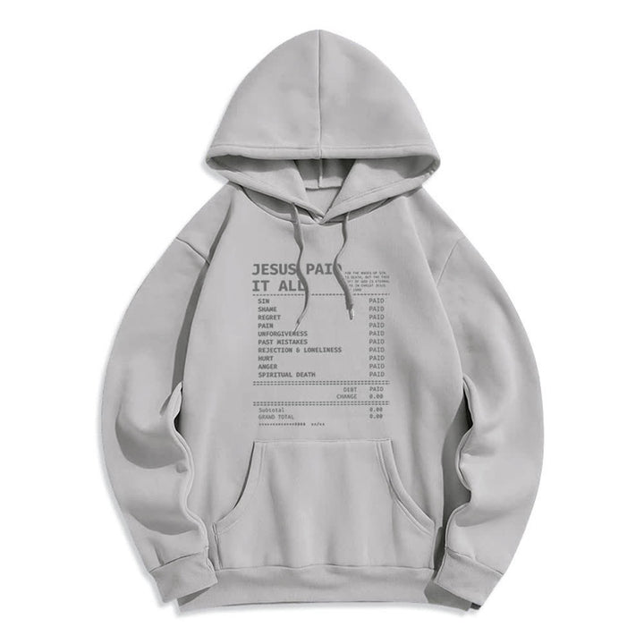 Christianartworkshop Jesus hat alles bezahlt – Quittungsgrafik, Fleece-gefütterter Polyester-Hoodie - Grau - 2XL - image 3