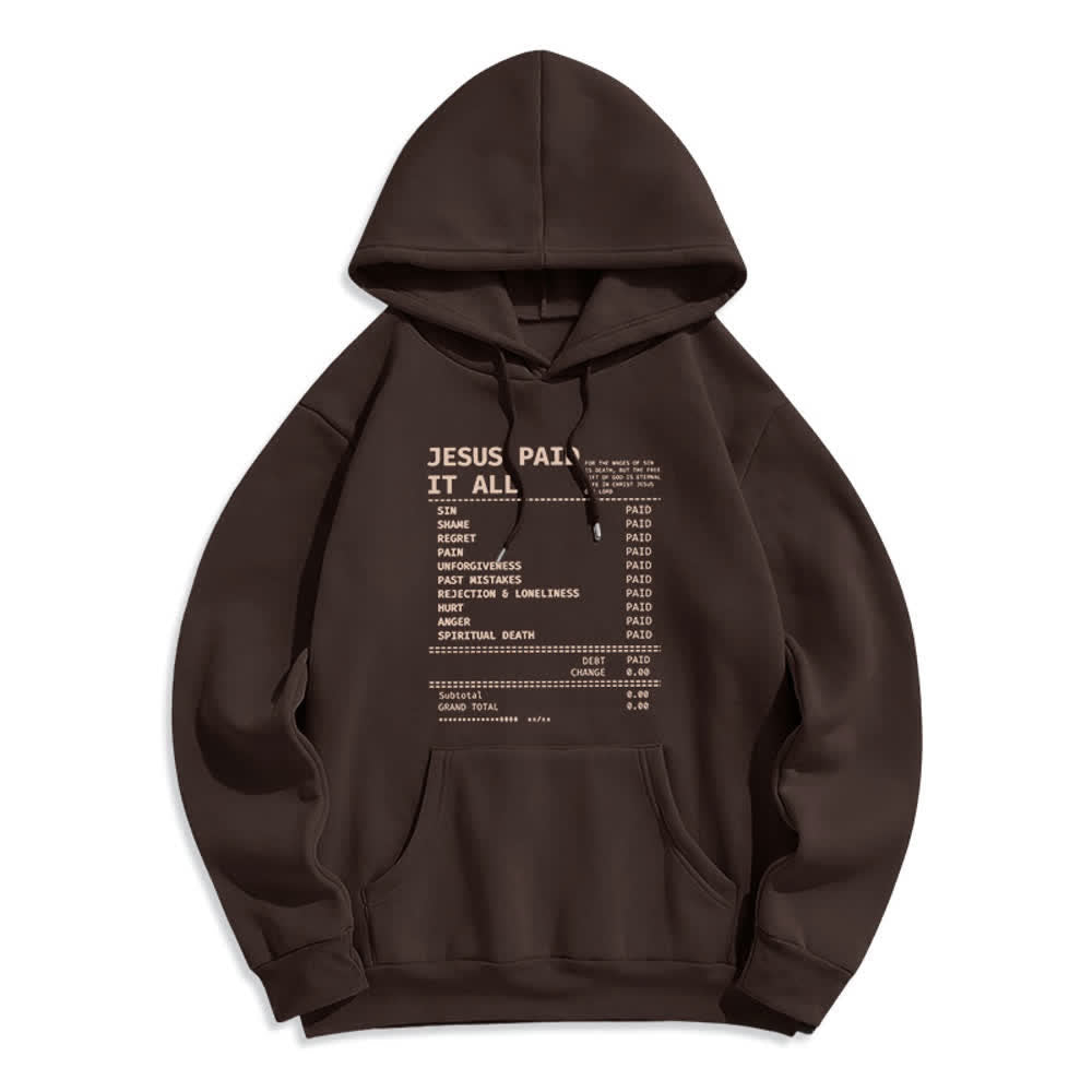 Christianartworkshop Jesus hat alles bezahlt – Quittungsgrafik, Fleece-gefütterter Polyester-Hoodie - Braun - 2XL - image 4