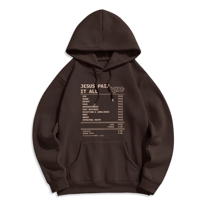 Christianartworkshop Jesus hat alles bezahlt – Quittungsgrafik, Fleece-gefütterter Polyester-Hoodie - Braun - 2XL - image 4
