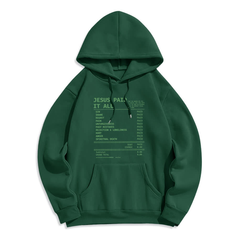 Christianartworkshop Jesus hat alles bezahlt – Quittungsgrafik, Fleece-gefütterter Polyester-Hoodie - Grün - 2XL - image 5