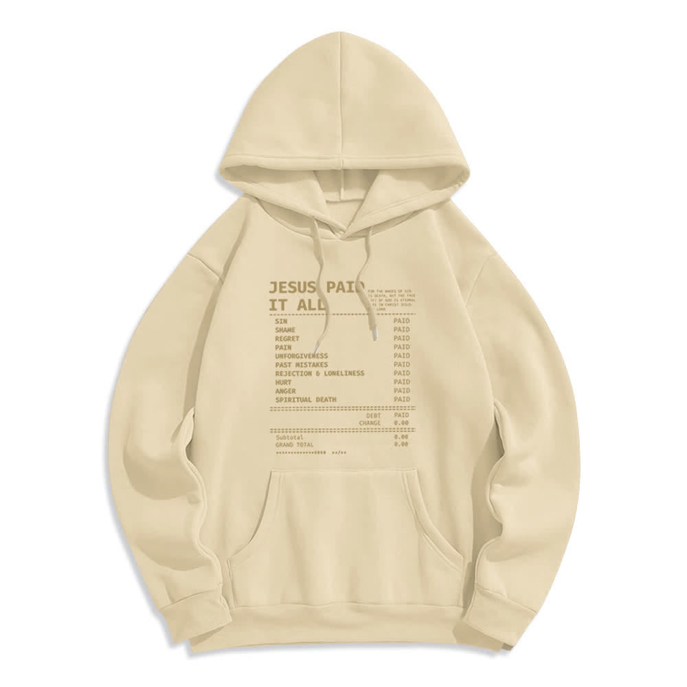 Christianartworkshop Jesus hat alles bezahlt – Quittungsgrafik, Fleece-gefütterter Polyester-Hoodie - Beige - 2XL - image 6