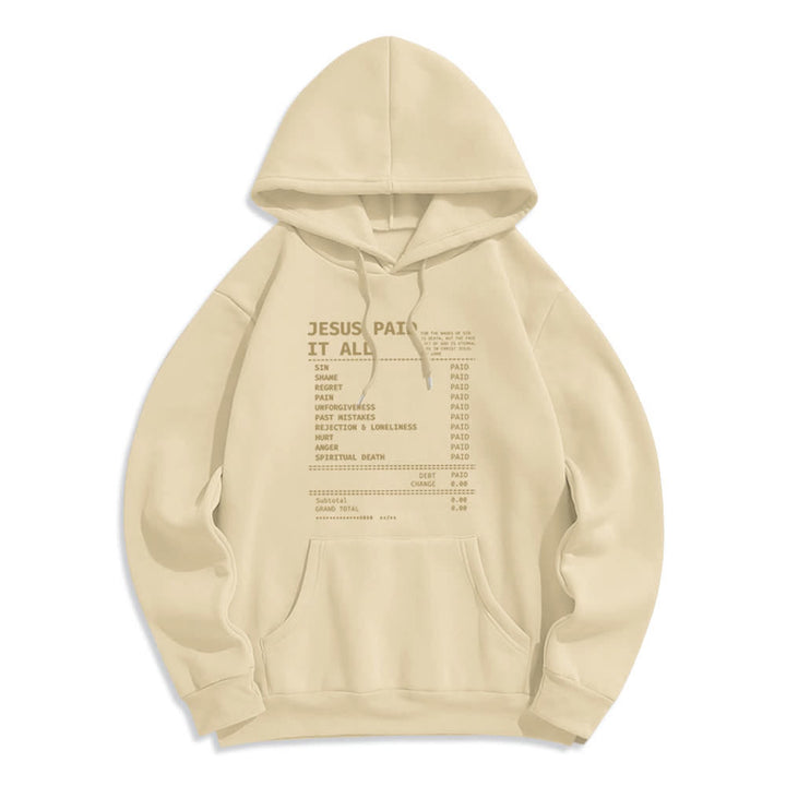 Christianartworkshop Jesus hat alles bezahlt – Quittungsgrafik, Fleece-gefütterter Polyester-Hoodie - Beige - 2XL - image 6