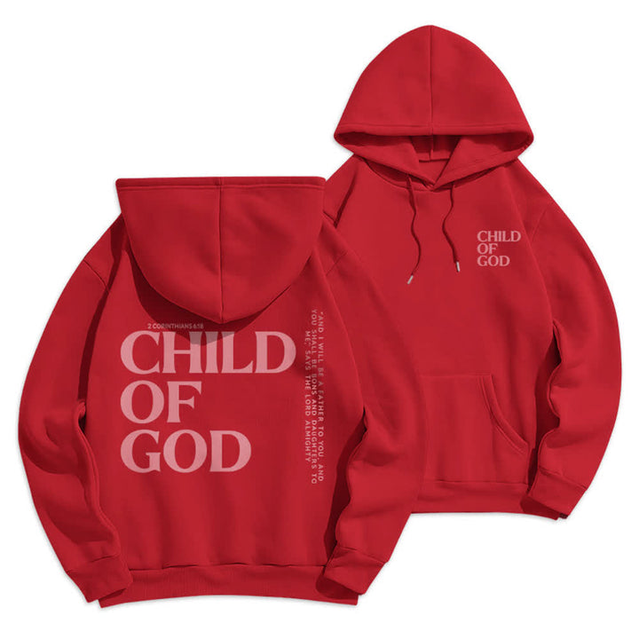 Christianartworkshop Minimalistischer Statement-Pullover „Child Of God“ – Fleecegefütterter Polyester-Hoodie - Rot - 2XL - image 6