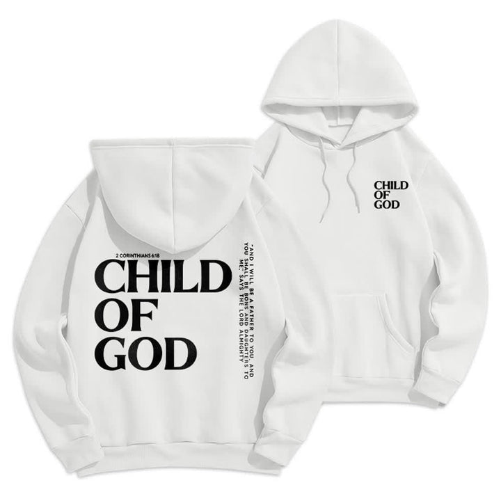 Christianartworkshop Minimalistischer Statement-Pullover „Child Of God“ – Fleecegefütterter Polyester-Hoodie - Weiß - 2XL - image 0
