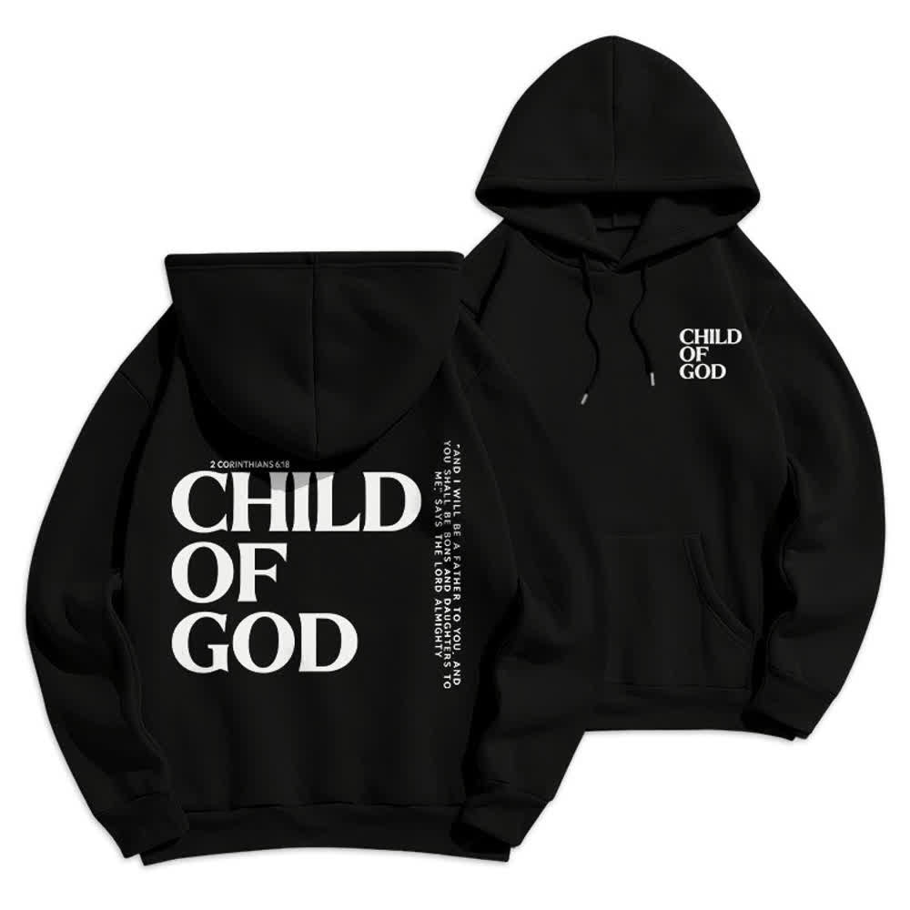 Christianartworkshop Minimalistischer Statement-Pullover „Child Of God“ – Fleecegefütterter Polyester-Hoodie - Schwarz - 2XL - image 3