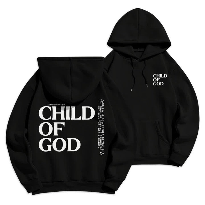 Christianartworkshop Minimalistischer Statement-Pullover „Child Of God“ – Fleecegefütterter Polyester-Hoodie - Schwarz - 2XL - image 3
