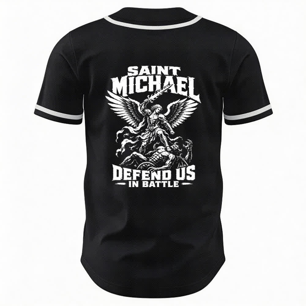 Christianartworkshop Baseballtrikot „Der heilige Michael verteidigt uns im Kampf“ - image 1