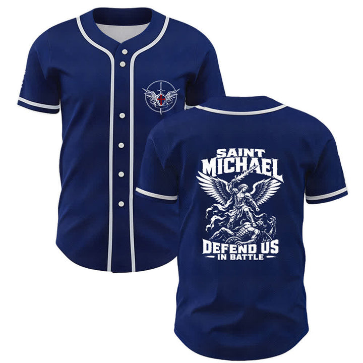 Christianartworkshop Baseballtrikot „Der heilige Michael verteidigt uns im Kampf“ - Marine - 5XL - image 35