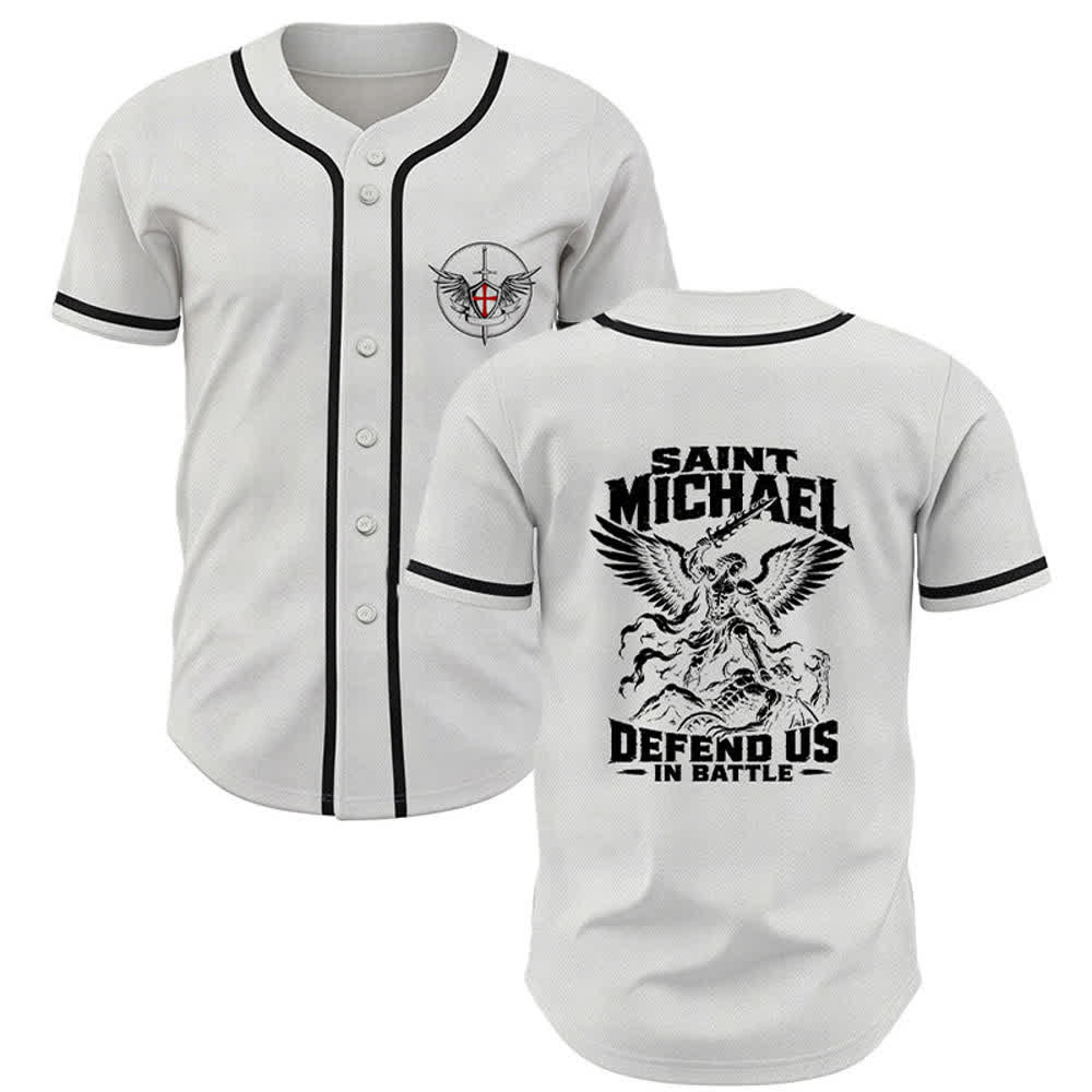 Christianartworkshop Baseballtrikot „Der heilige Michael verteidigt uns im Kampf“ - Weiß - 5XL - image 21