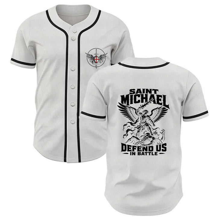 Christianartworkshop Baseballtrikot „Der heilige Michael verteidigt uns im Kampf“ - Weiß - 5XL - image 21