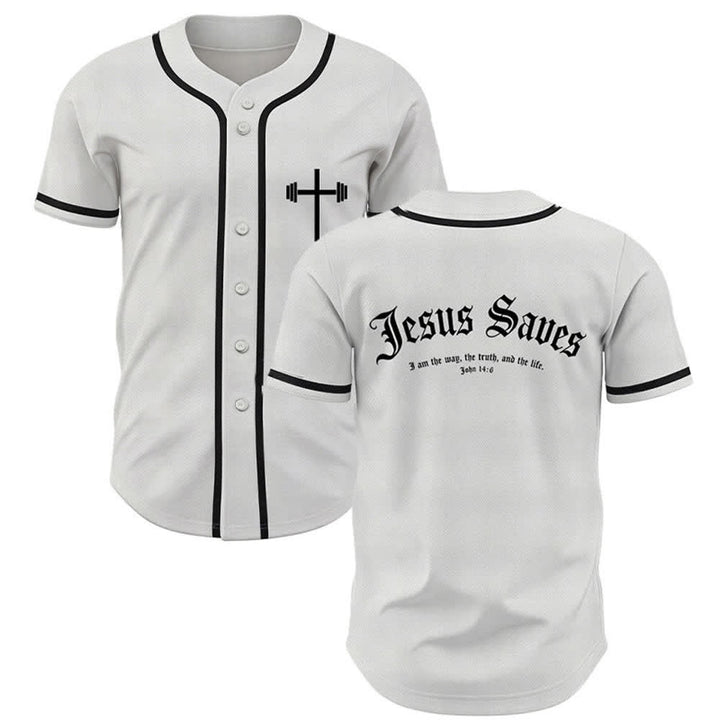 Christianartworkshop Jesus Saves Gothic Mesh Street Baseball Jersey - Weiß - 5XL - image 0