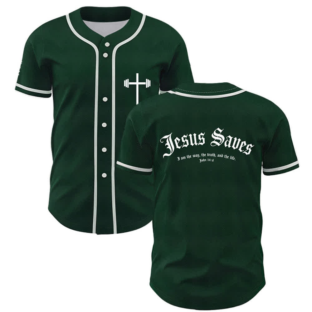 Christianartworkshop Jesus Saves Gothic Mesh Street Baseball Jersey - Grün - 5XL - image 21