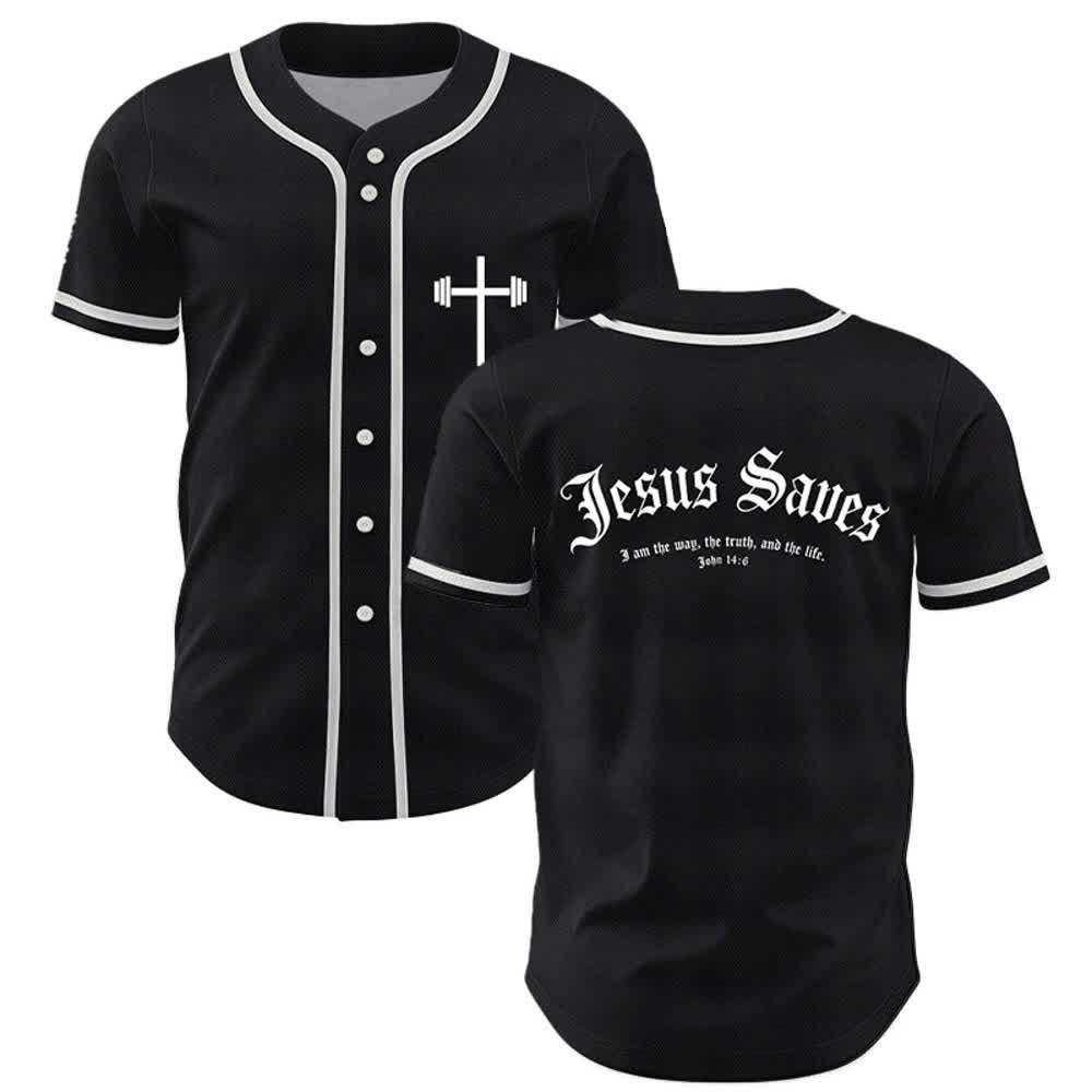 Christianartworkshop Jesus Saves Gothic Mesh Street Baseball Jersey - Schwarz - 5XL - image 7