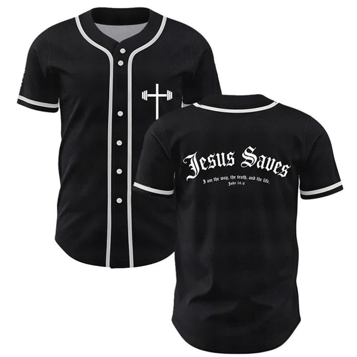 Christianartworkshop Jesus Saves Gothic Mesh Street Baseball Jersey - Schwarz - 5XL - image 7