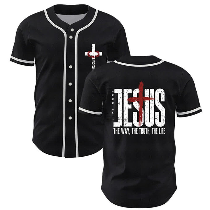 Christianartworkshop Baseballtrikot mit Jesus-Kreuz-Mesh-Knopfleiste - Rot - 5XL - image 0