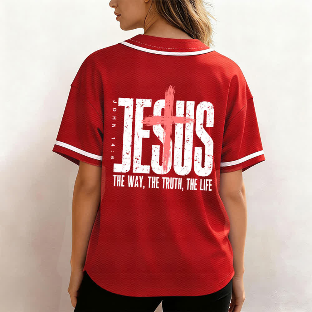 Christianartworkshop Baseballtrikot mit Jesus-Kreuz-Mesh-Knopfleiste - image 45