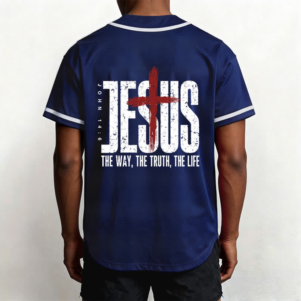Christianartworkshop Baseballtrikot mit Jesus-Kreuz-Mesh-Knopfleiste - image 40