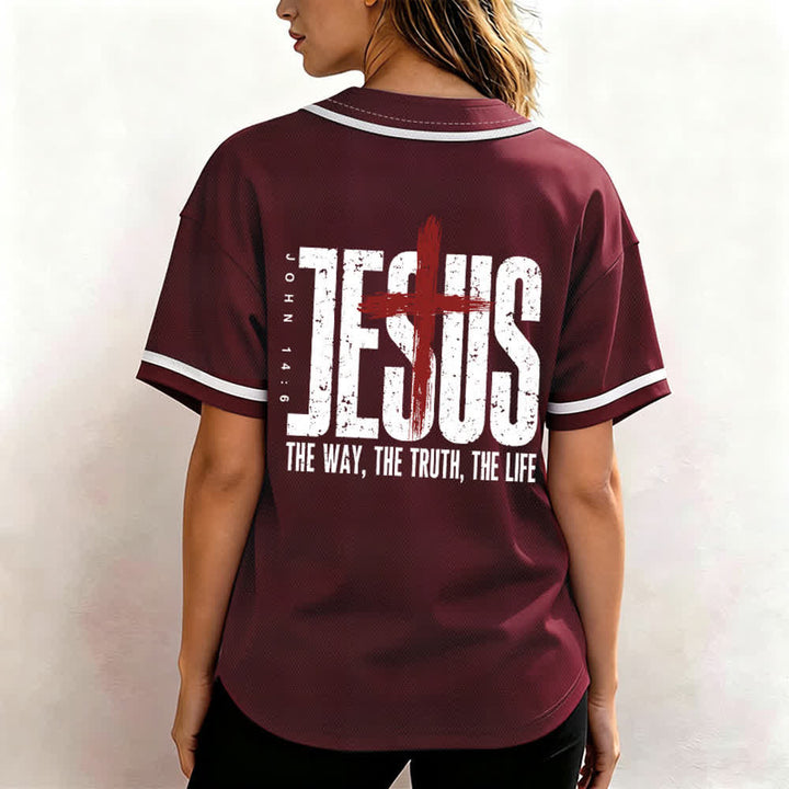 Christianartworkshop Baseballtrikot mit Jesus-Kreuz-Mesh-Knopfleiste - image 17