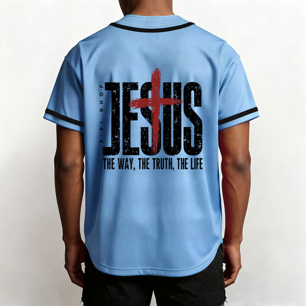Christianartworkshop Baseballtrikot mit Jesus-Kreuz-Mesh-Knopfleiste - image 54