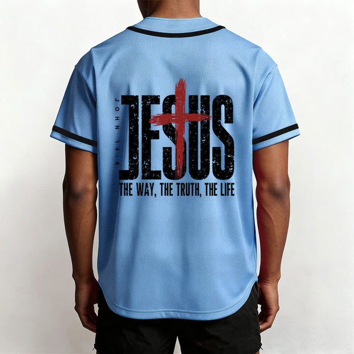 Christianartworkshop Baseballtrikot mit Jesus-Kreuz-Mesh-Knopfleiste - image 54