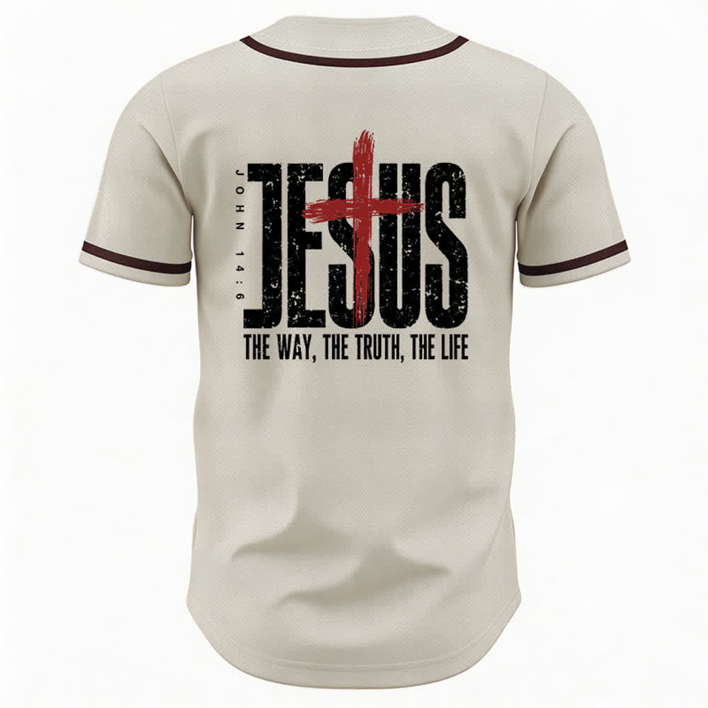 Christianartworkshop Baseballtrikot mit Jesus-Kreuz-Mesh-Knopfleiste - image 22