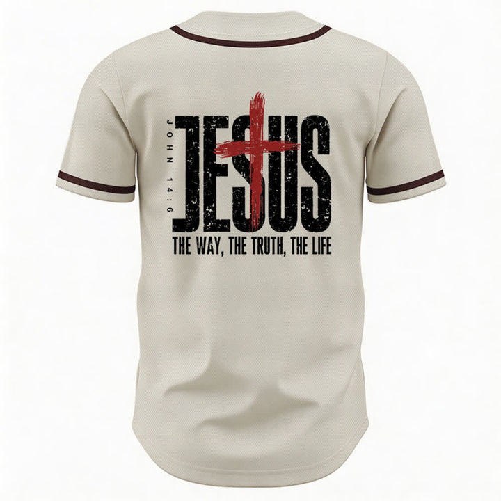 Christianartworkshop Baseballtrikot mit Jesus-Kreuz-Mesh-Knopfleiste - image 22