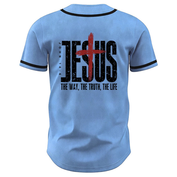 Christianartworkshop Baseballtrikot mit Jesus-Kreuz-Mesh-Knopfleiste - image 50