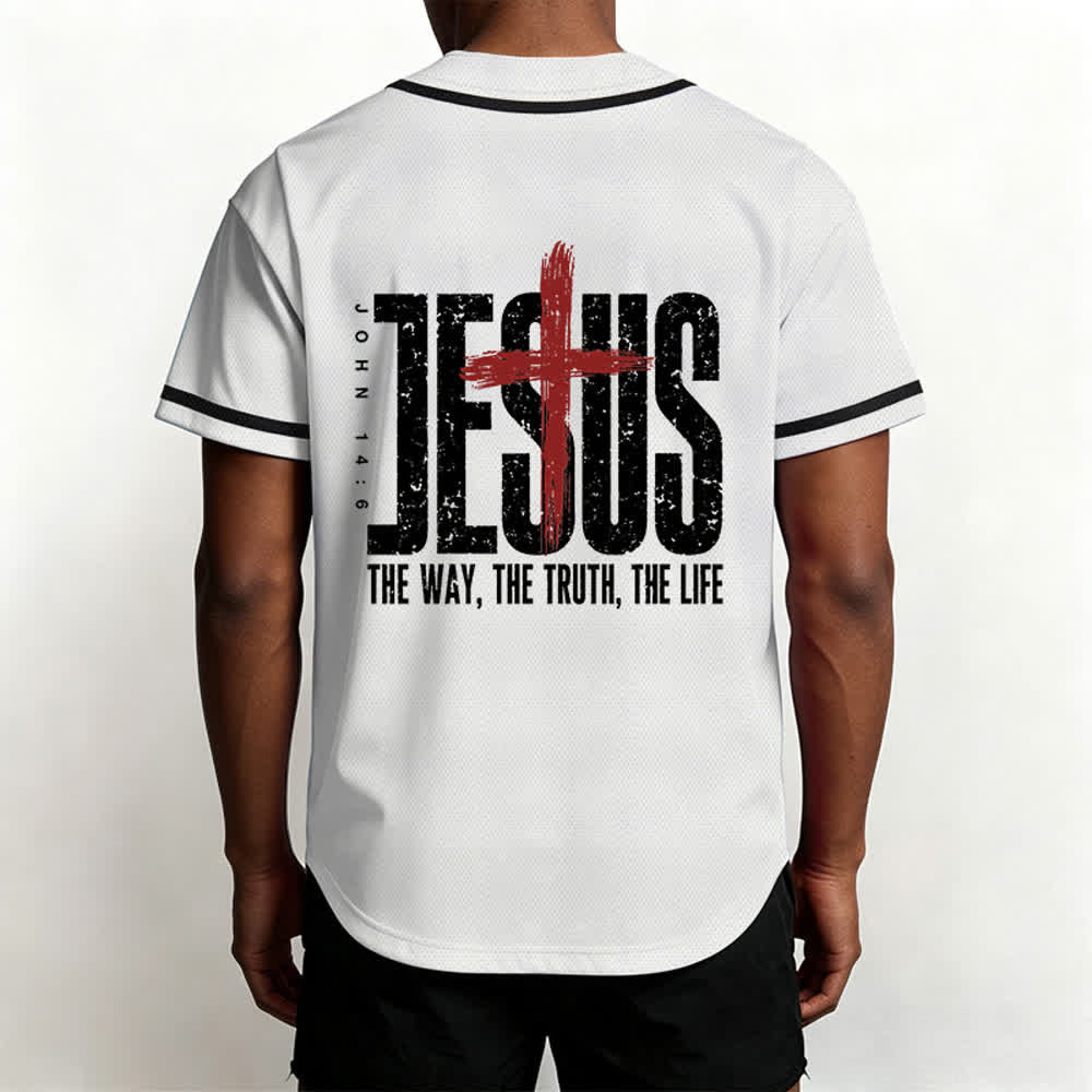 Christianartworkshop Baseballtrikot mit Jesus-Kreuz-Mesh-Knopfleiste - image 12