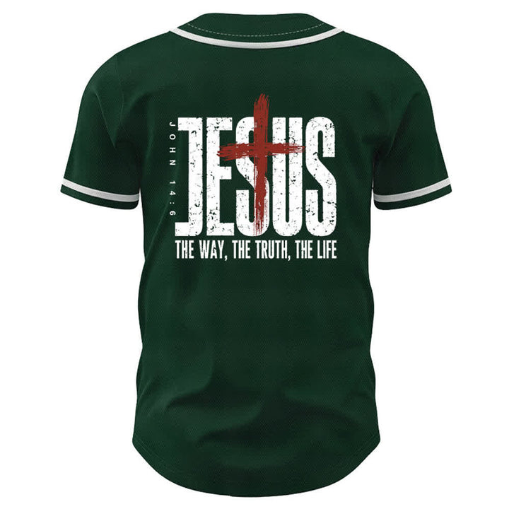 Christianartworkshop Baseballtrikot mit Jesus-Kreuz-Mesh-Knopfleiste - image 29