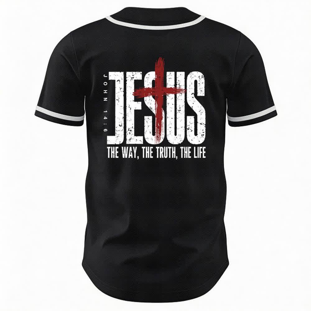 Christianartworkshop Baseballtrikot mit Jesus-Kreuz-Mesh-Knopfleiste - image 1