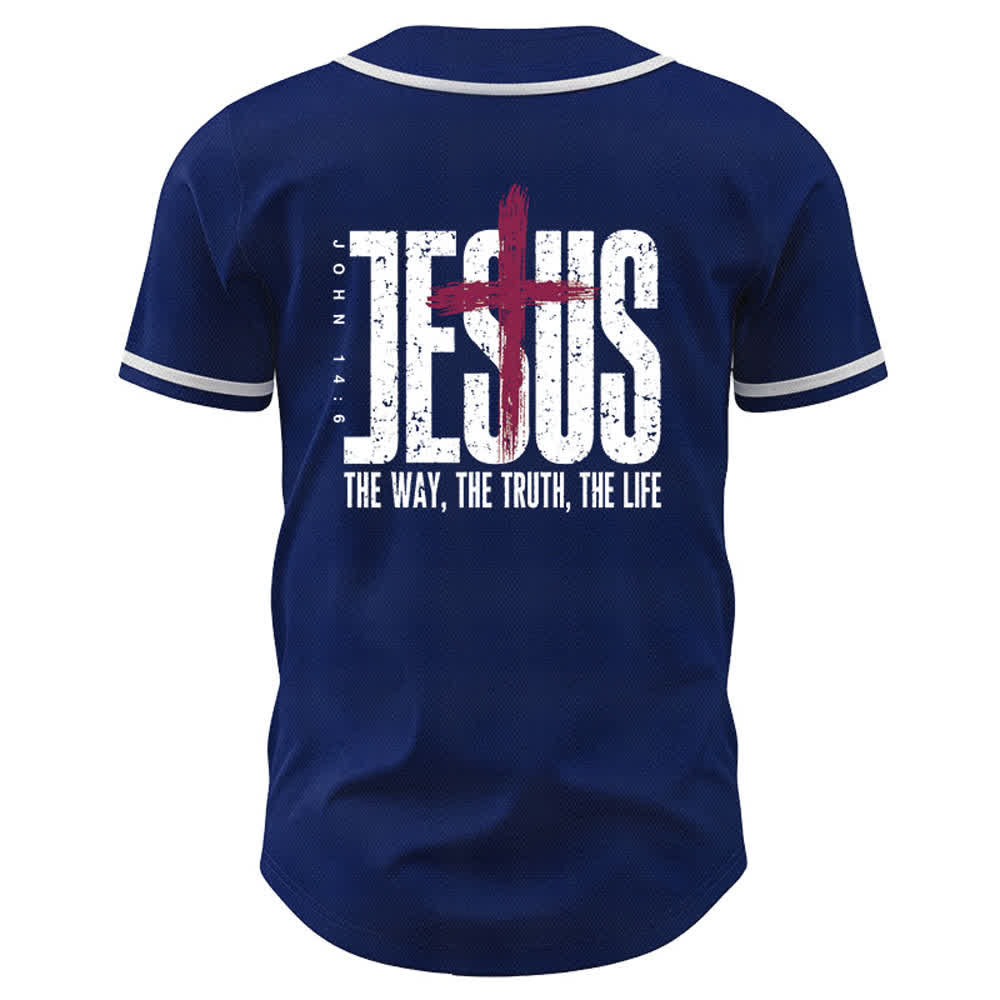 Christianartworkshop Baseballtrikot mit Jesus-Kreuz-Mesh-Knopfleiste - image 36