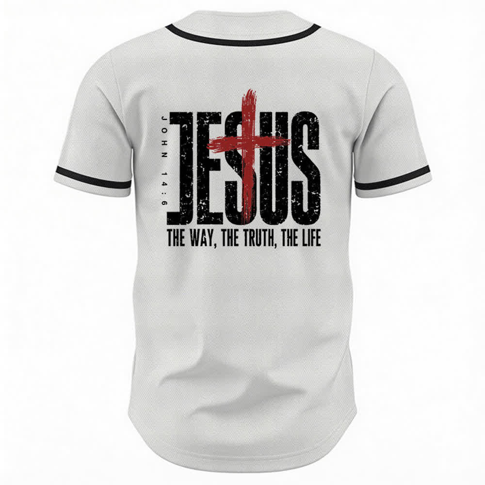 Christianartworkshop Baseballtrikot mit Jesus-Kreuz-Mesh-Knopfleiste - image 8