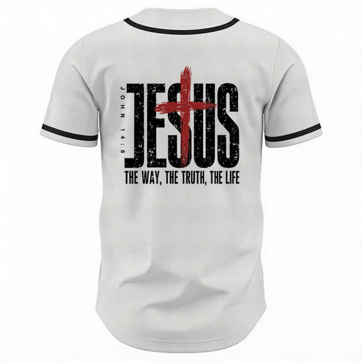 Christianartworkshop Baseballtrikot mit Jesus-Kreuz-Mesh-Knopfleiste - image 8