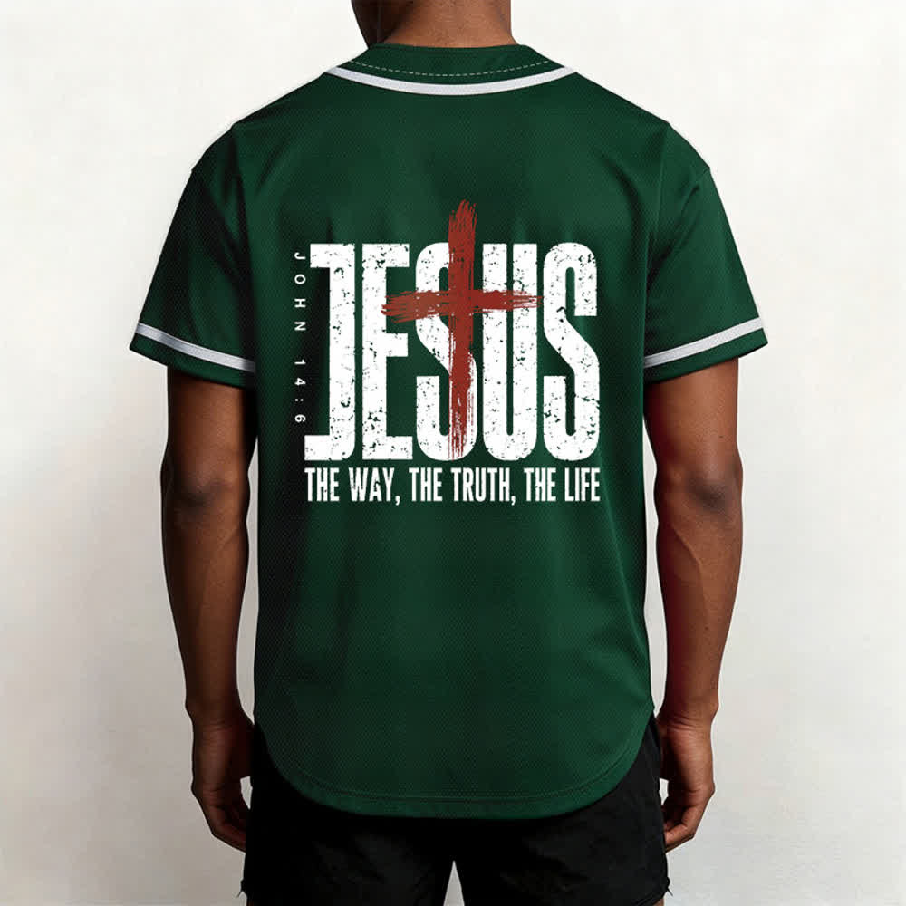 Christianartworkshop Baseballtrikot mit Jesus-Kreuz-Mesh-Knopfleiste - image 33