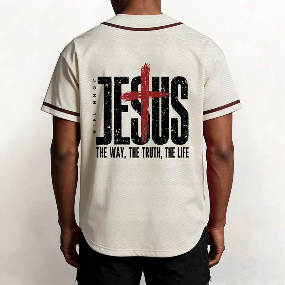 Christianartworkshop Baseballtrikot mit Jesus-Kreuz-Mesh-Knopfleiste - image 26