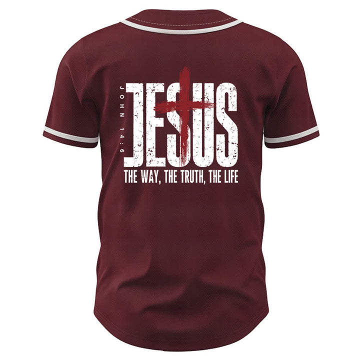 Christianartworkshop Baseballtrikot mit Jesus-Kreuz-Mesh-Knopfleiste - image 15