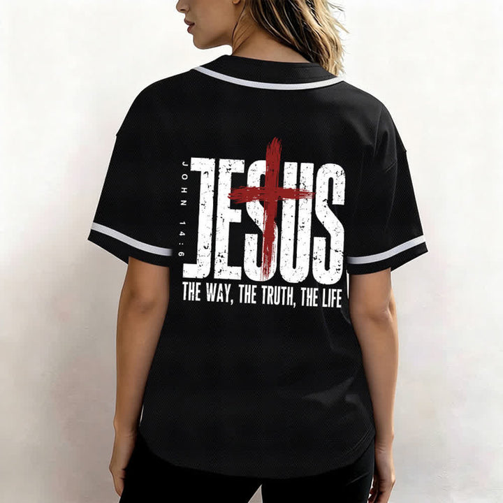 Christianartworkshop Baseballtrikot mit Jesus-Kreuz-Mesh-Knopfleiste - image 3