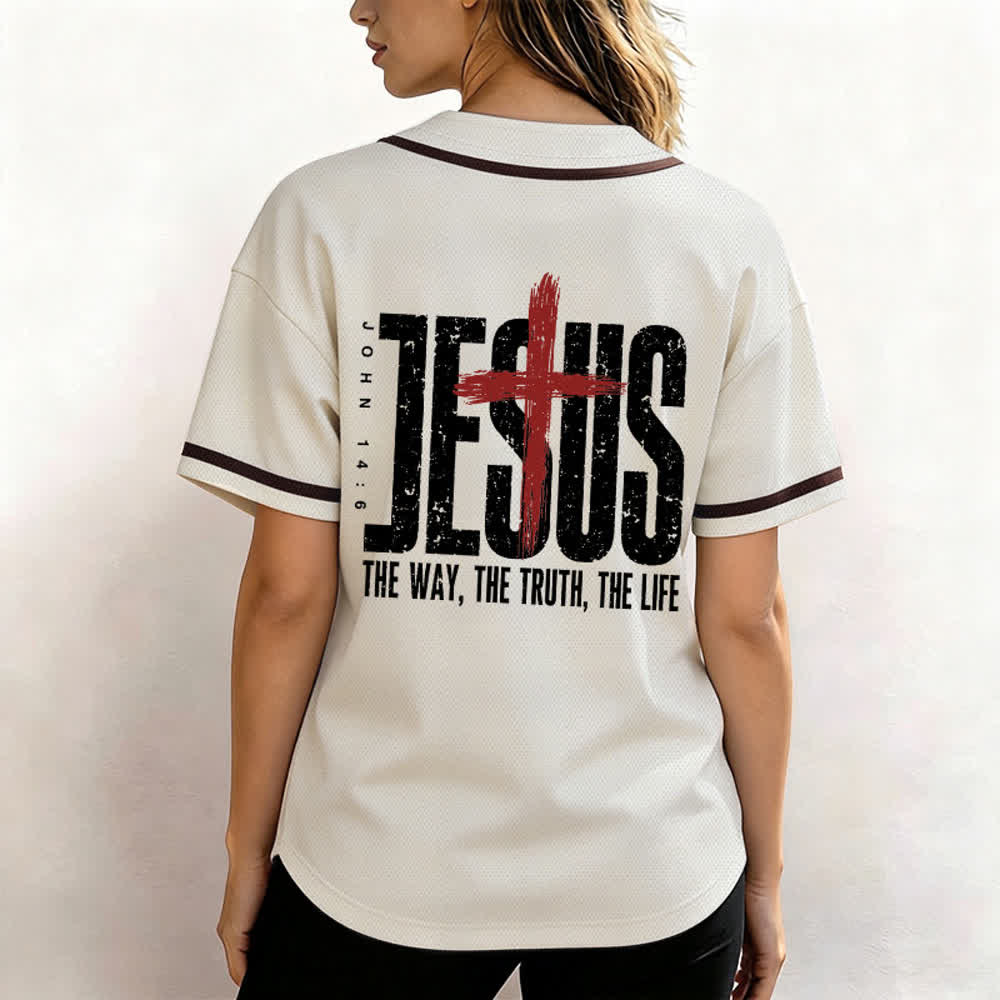 Christianartworkshop Baseballtrikot mit Jesus-Kreuz-Mesh-Knopfleiste - image 24