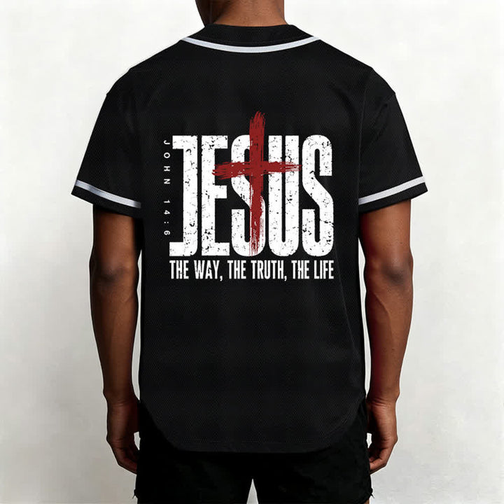 Christianartworkshop Baseballtrikot mit Jesus-Kreuz-Mesh-Knopfleiste - image 5