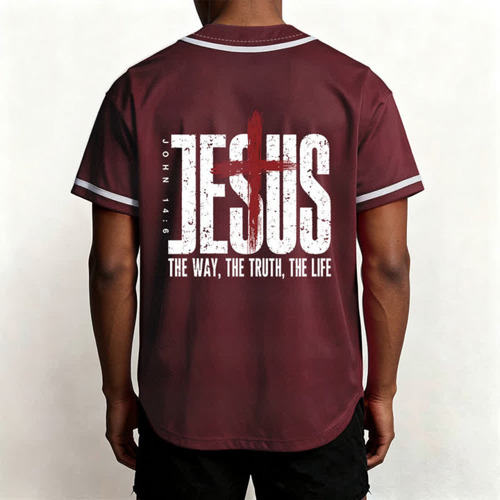 Christianartworkshop Baseballtrikot mit Jesus-Kreuz-Mesh-Knopfleiste - image 19